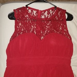 Apple Red Long lace Dress